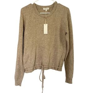 Heartloom Taupe Crewneck Drawstring Sweater NWT L
